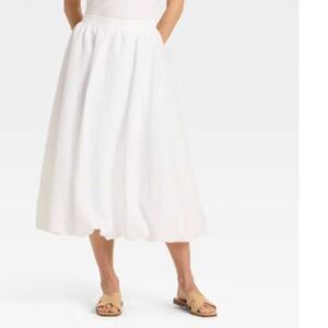 Women's Midi A-Line Skirt - A New Day- White Size XL